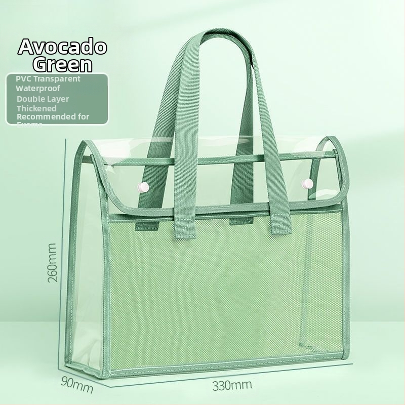 PVC чанта за документи със snap-on и наклонена форма, дебела конструкция, прозрачно и издръжливо съхранение на учебни документи и задачи