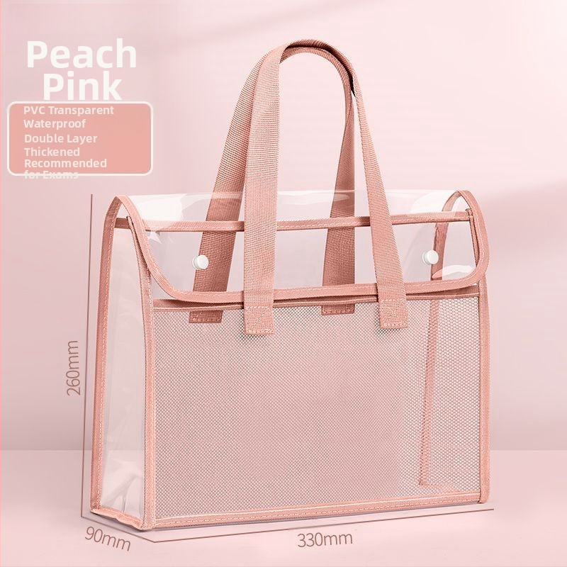 PVC чанта за документи със snap-on и наклонена форма, дебела конструкция, прозрачно и издръжливо съхранение на учебни документи и задачи