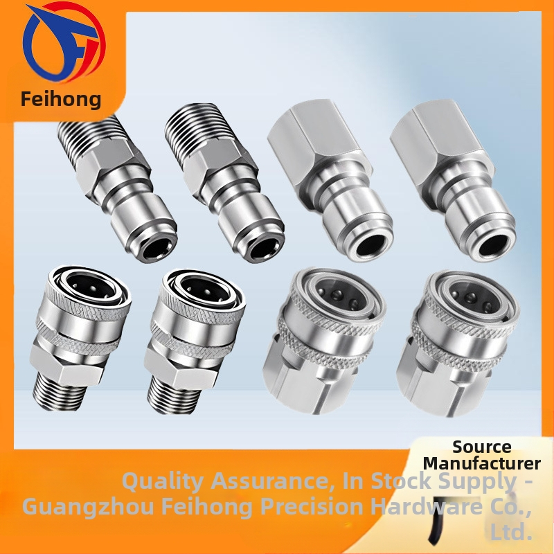 304 rozsdamentes acélból készült gyorscsatlakozó idomok magasnyomású mosáshoz, snap-thread csatlakozás, kompatibilis NPT/M22