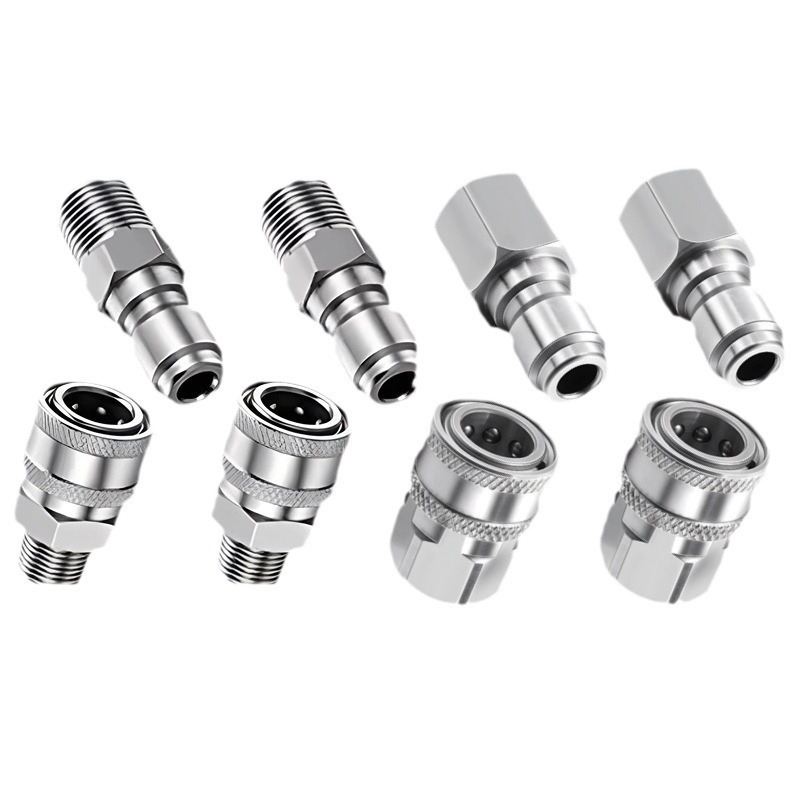 304 rozsdamentes acélból készült gyorscsatlakozó idomok magasnyomású mosáshoz, snap-thread csatlakozás, kompatibilis NPT/M22