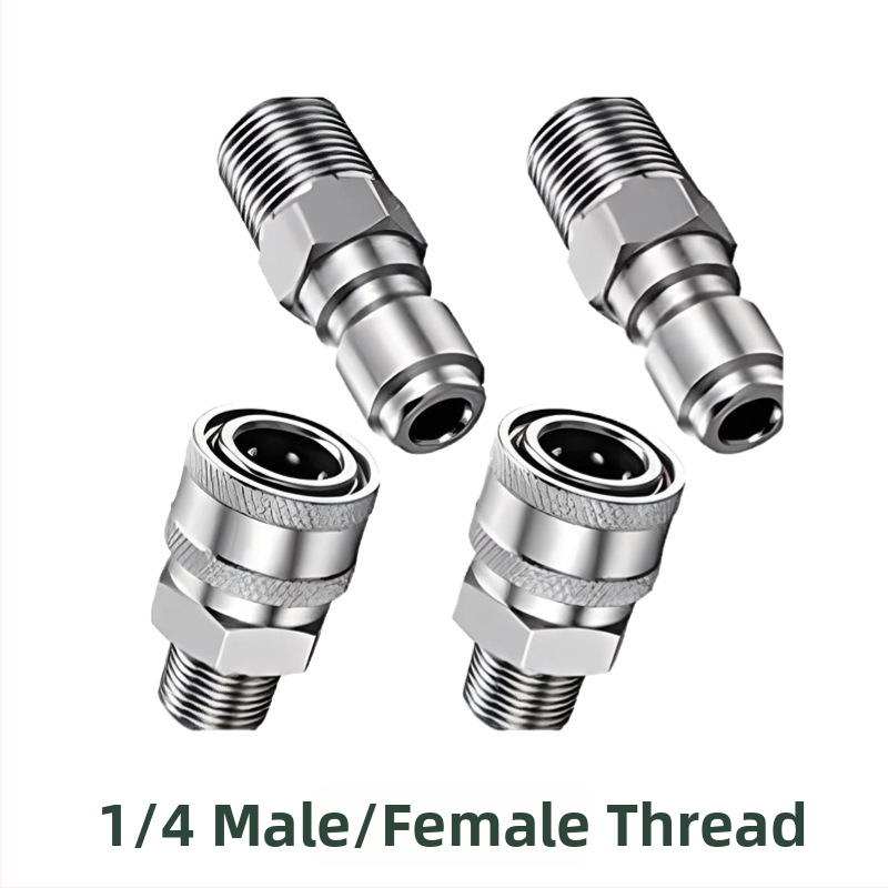 304 rozsdamentes acélból készült gyorscsatlakozó idomok magasnyomású mosáshoz, snap-thread csatlakozás, kompatibilis NPT/M22
