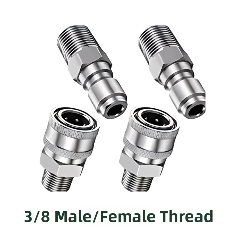 304 rozsdamentes acélból készült gyorscsatlakozó idomok magasnyomású mosáshoz, snap-thread csatlakozás, kompatibilis NPT/M22