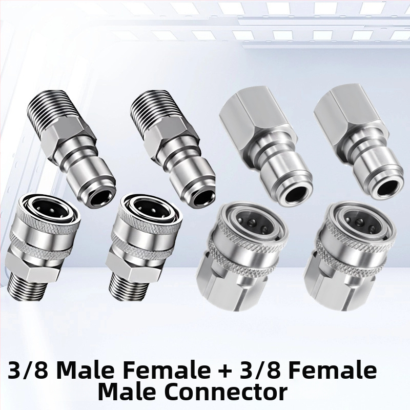 304 rozsdamentes acélból készült gyorscsatlakozó idomok magasnyomású mosáshoz, snap-thread csatlakozás, kompatibilis NPT/M22