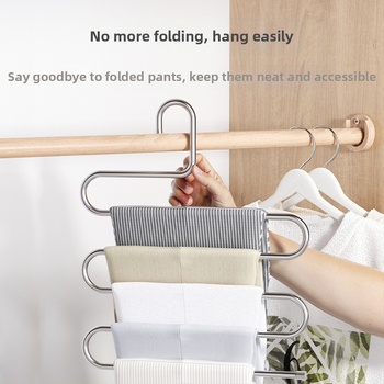 Sulankstomas kelnių laikiklis, daugiasluoksnis, nerūdijančio plieno, su klipais spintai