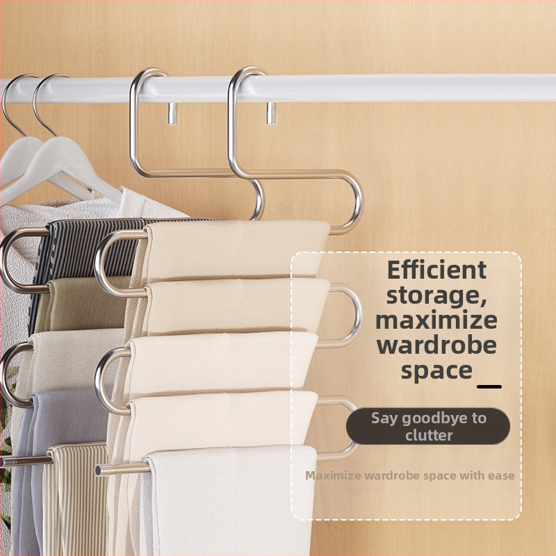 Сгъваема многоетажна закачалка за панталони от неръждаема стомана с клипове за гардероб
