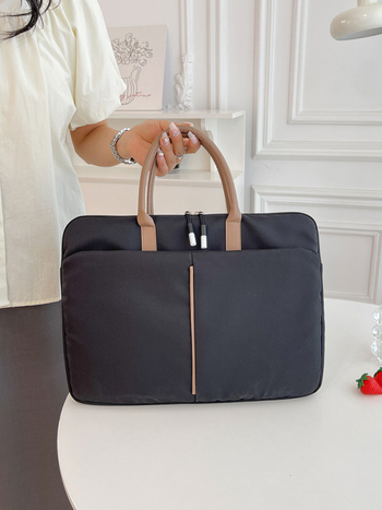 Чанта за лаптоп с контрастно лого, голям капацитет, многофункционална, водоустойчива, ултралека, Oxford плат, подплата от памук