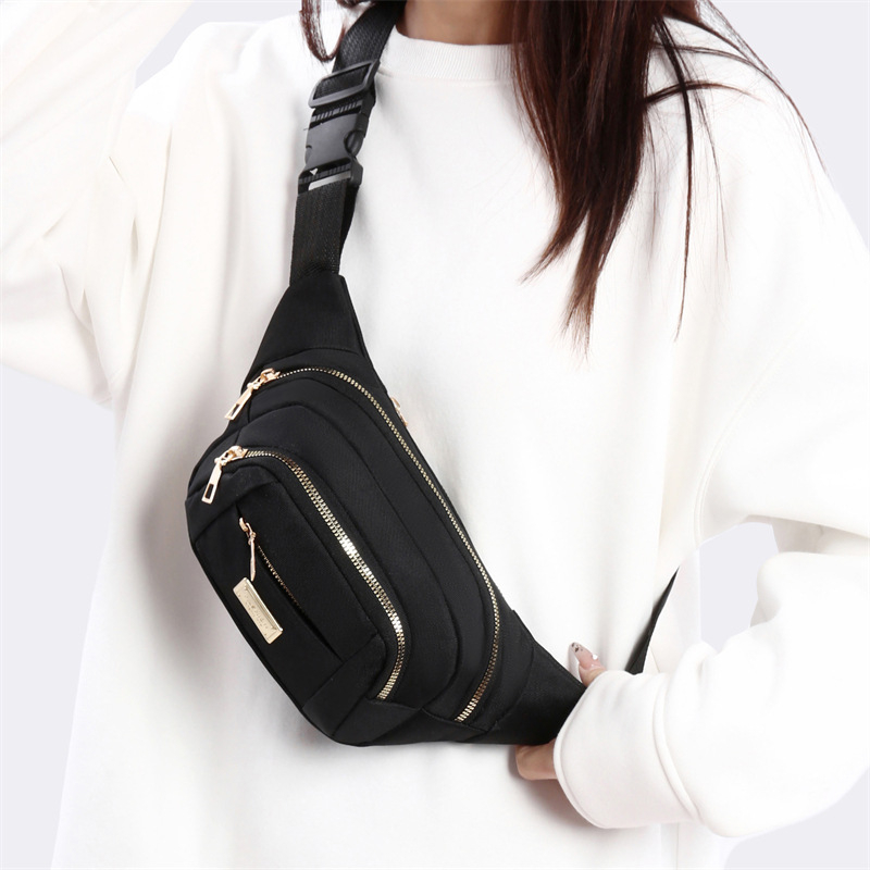 Geantă de talie pentru femei – Multifuncțională, cu capacitate mare (Stil: street trend; Material: Oxford cloth; Închidere: fermoar; Structură internă: buzunar secret cu fermoar; Tip exterior: tridimensional)