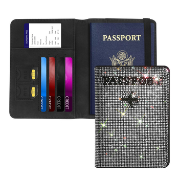 Портфейл за паспорт и документи за пътуване с RFID защита, PU кожа, модел: пакет за карти (Възможност за персонализиране)