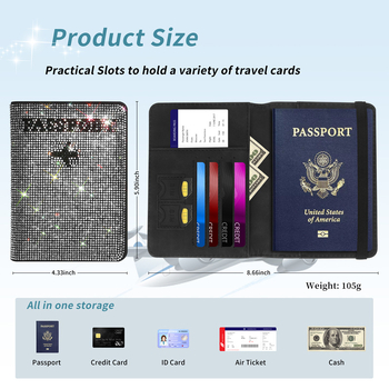 Портфейл за паспорт и документи за пътуване с RFID защита, PU кожа, модел: пакет за карти (Възможност за персонализиране)