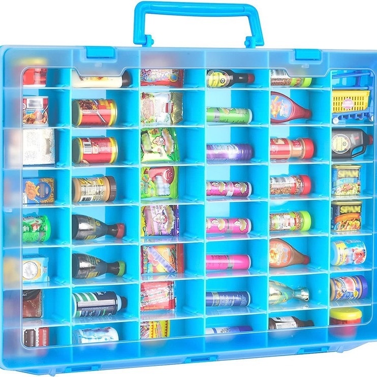 Dalių laikymo dėžutė su pertvaromis, nešiojama, skaidri su 48 skyreliais, PP medžiaga, dangtelis įtrauktas