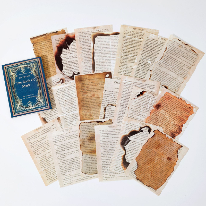 Mo Mo Υλικό Χαρτιού – Loft Library σειρά Διακοσμητικό Χαρτί για σελίδες βιβλίου με ρετρό αποτύπωμα, 8 στυλ, ορθογώνιο, χωρίς κόλληση, Μοντέλο: Αυτό το υλικό