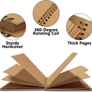Σκραπμουκ από Kraft χαρτί με φύλλα σε χαλαρή δέση, χειροποίητο λεύκωμα γάμου για αναμνήσεις, 1–50 σελίδες, χαρτί 100 g