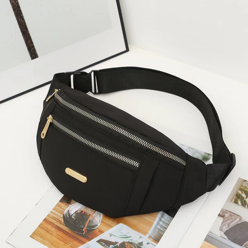 Ženska pojas torba od najlona – ulični stil, zatvarač, džep za telefon