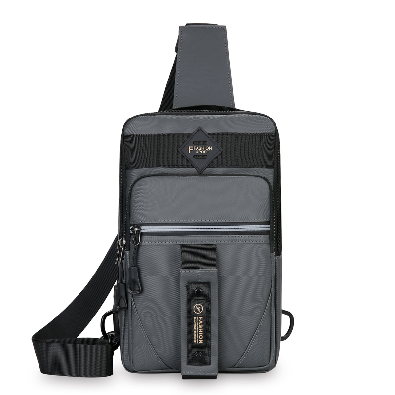 Мъжка кръстосана чанта за гърди от PVC, дишаща и с отражателна функция, шарка с букви, подплата полиестер, подходяща за бизнес пътувания