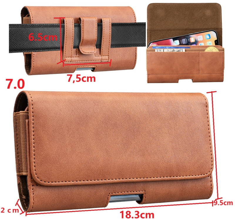 Tālruņa maciņa lieta ar jostas klipu un maku stilu (PU āda; maku stils; pret kritumiem, pret nolietošanās, pret pirkstu nospiedumiem; pielāgošana atbalstīta; universāla savietojamība)