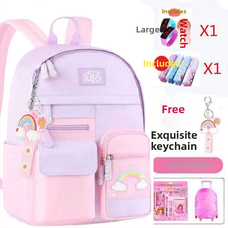 Ученическа раница с тролей за момичета, за начално училище, модел Констелация, намаляване на натоварването и защита на гръб, нейлон/полиестер