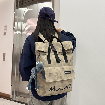 Σχολική τσάντα σε στυλ δρόμου, από νάιλον, πολυεστερική επένδυση, κλείσιμο με φερμουάρ, εσωτερική θήκη για φορητό, εσωτερικό διαχωριστικό, κατάλληλη για σχολείο.