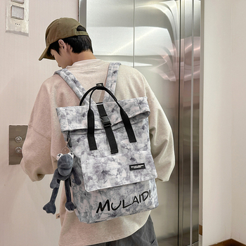 Σχολική τσάντα σε στυλ δρόμου, από νάιλον, πολυεστερική επένδυση, κλείσιμο με φερμουάρ, εσωτερική θήκη για φορητό, εσωτερικό διαχωριστικό, κατάλληλη για σχολείο.