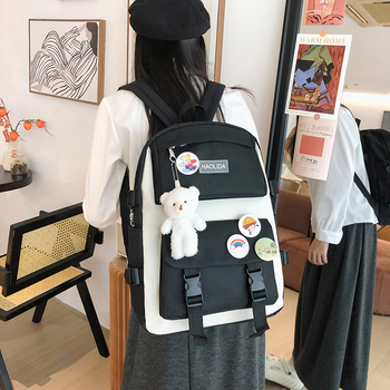 Σχολική τσάντα για κορίτσια, φρέσκος και γλυκός στυλ, νάιλον, χωράει 15 ιντσών φορητό, χωρητικότητα κάτω από 20 λίτρα