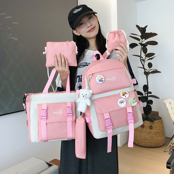 Σχολική τσάντα για κορίτσια, φρέσκος και γλυκός στυλ, νάιλον, χωράει 15 ιντσών φορητό, χωρητικότητα κάτω από 20 λίτρα