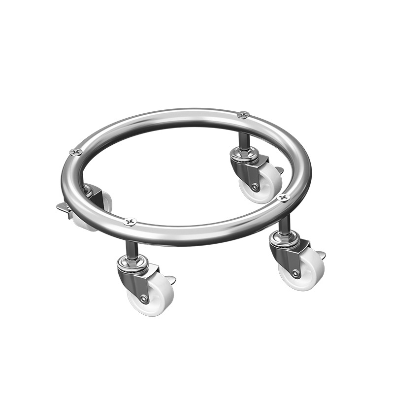 Baza za plinsku bocu s kočnicama i univerzalnim kotačićima, nehrđajući čelik, prijenosna ploča