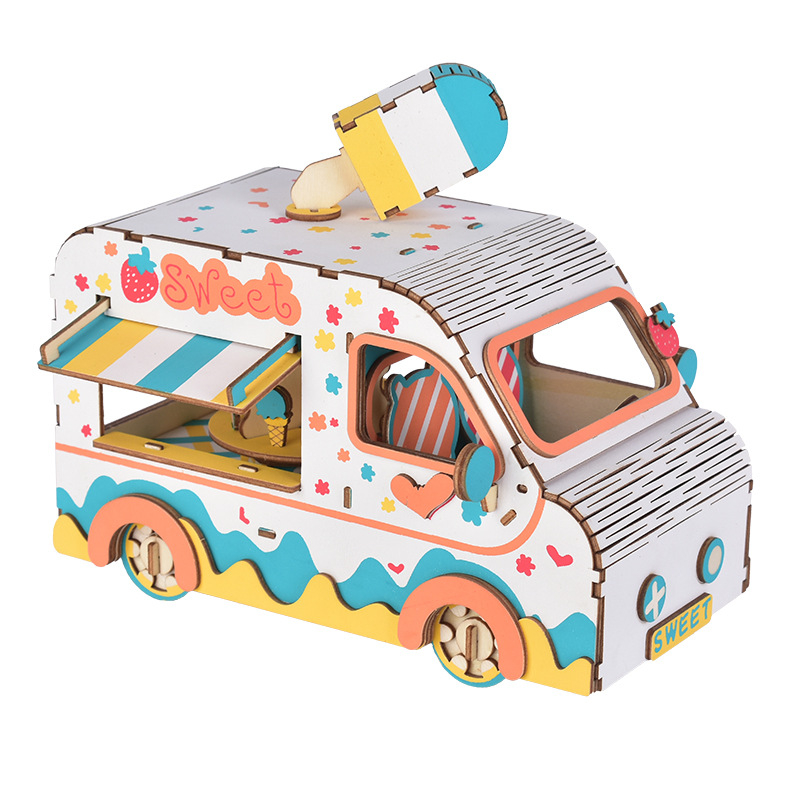 Medinis 3D dėlionė tramvajus vaikams — DIY draugiškas, pritaikomas pagal brėžinius, tinkamas 7–14 metų