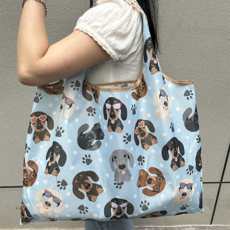 Rajzfilm motívumos összecsukható öko bevásárló táska - Oxford szövet - függőleges négyzetes forma - puha - dupla vállpánt - mindennapi használatra