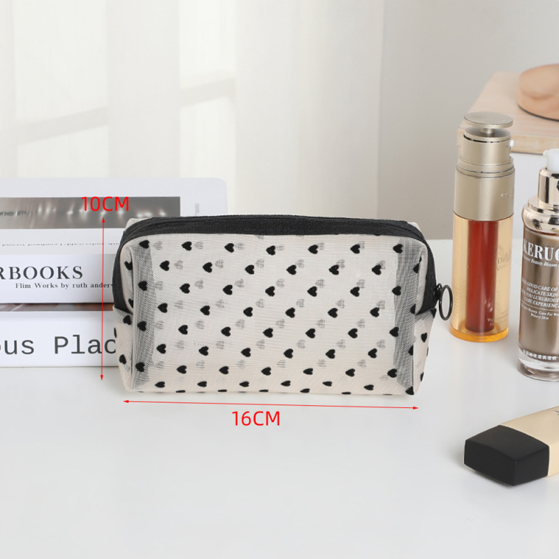 Kosmetikos krepšys su tinklinio dizainu ir užtrauktuku, kvėpuojantis PU išorinis paviršius, nailoninė vidinė įdėklas, unisex, kasdieniam naudojimui, miesto minimalistinis stilius