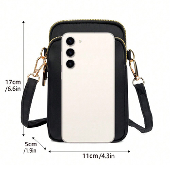 Geantă crossbody din Oxford, formă verticală pătrată, fermoar și buzunar intern pentru telefon