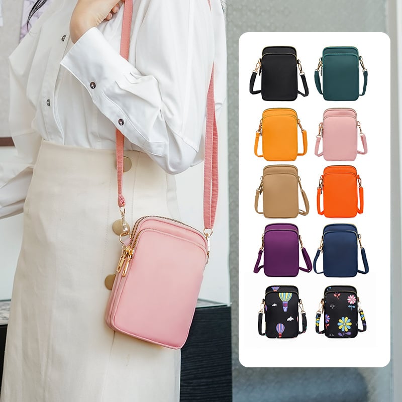 Geantă crossbody din Oxford, formă verticală pătrată, fermoar și buzunar intern pentru telefon