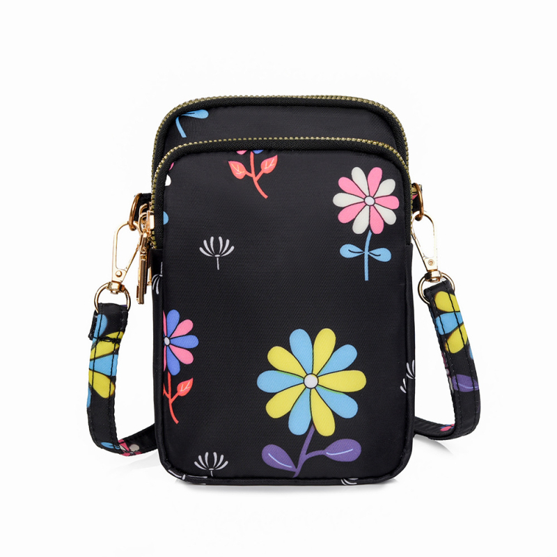 Geantă crossbody din Oxford, formă verticală pătrată, fermoar și buzunar intern pentru telefon