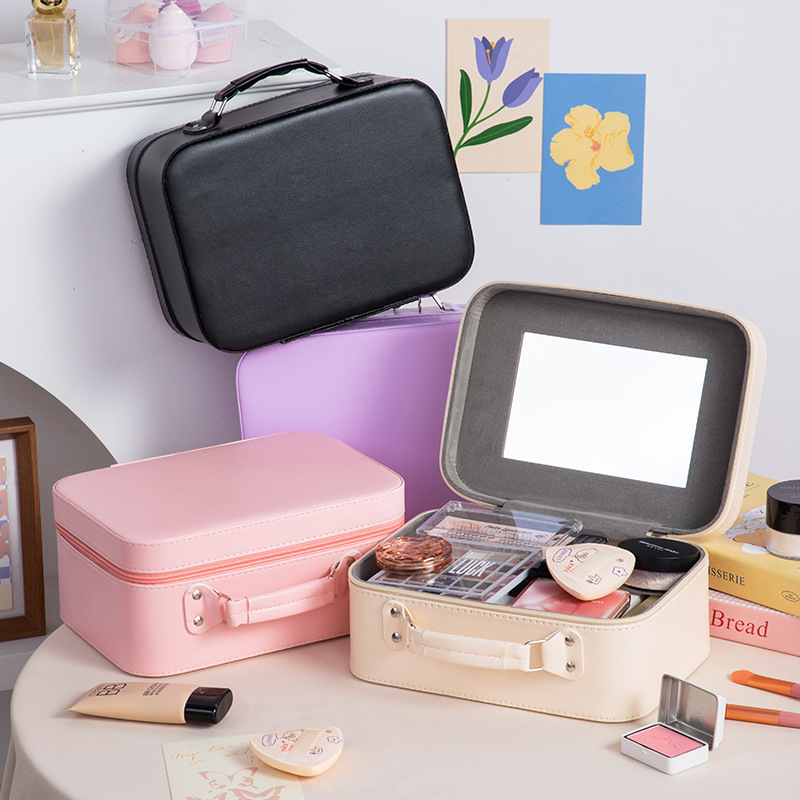 Tükrös kozmetikai táska, PU anyag, nagy kapacitású, hordozható, vízálló