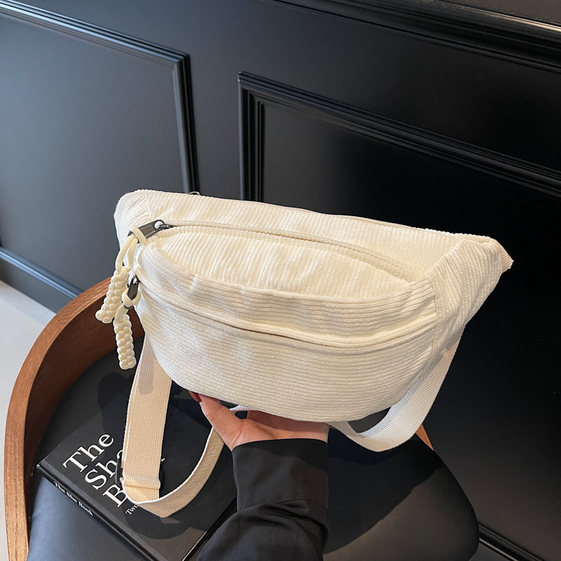 Женска през рамо чанта - уличен стил, плат, цип, вътрешен джоб за телефон, пролет 2025