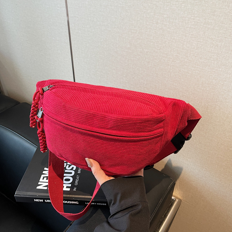 Женска през рамо чанта - уличен стил, плат, цип, вътрешен джоб за телефон, пролет 2025