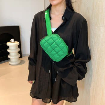 Geantă talie din nylon, crossbody, unisex, compactă, pătrată, cu fermoar și buzunare pentru telefon și buletin