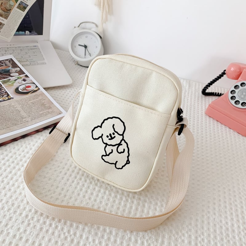 Platnena crossbody torba preko ramena sa zatvaračem, vertikalni kvadratni oblik, mekan materijal, bez podstave, s jednim remenom