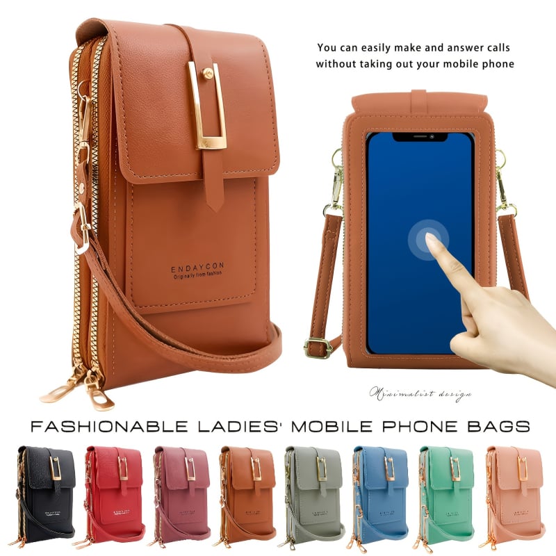 Geantă pentru telefon mobil pentru femei, crossbody, PVC, închidere cu capac, formă verticală pătrată, buzunar pentru bancnote, căptușeală poliester