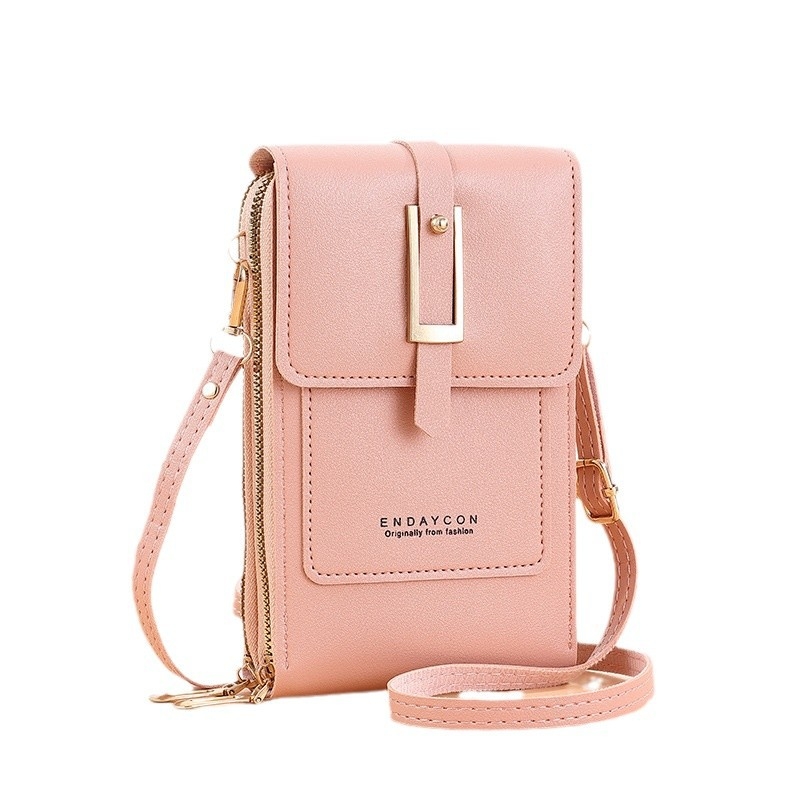 Moteriška mobiliojo telefono rankinė su per petį, PVC medžiaga, dangtelio užsegimas, vertikali kvadrato forma, banknotų kišenė, poliesterio pamušalas