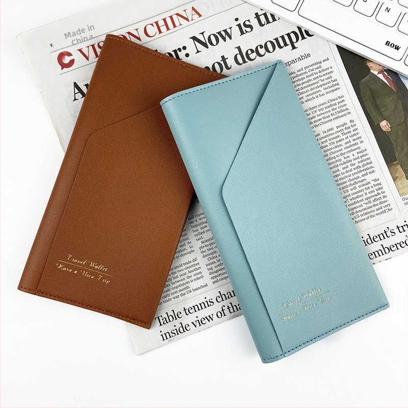 PU kožená taška na pas a cestovné doklady, 1 skladací peňaženka, viacúčelový držiteľ Passbook a logotypová možnosť