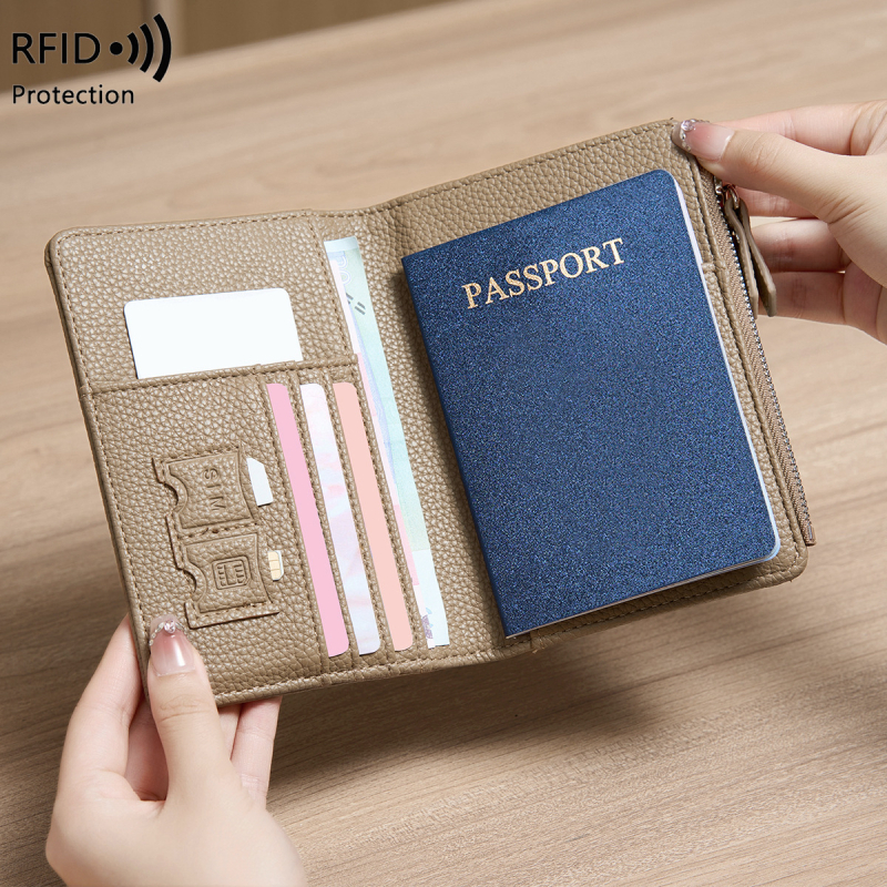 RFID paso dėklas, daugiafunkcis, iš PU odos, reljefinė tekstūra, bilietų ir dokumentų organizatorius, įdėklas kanvas
