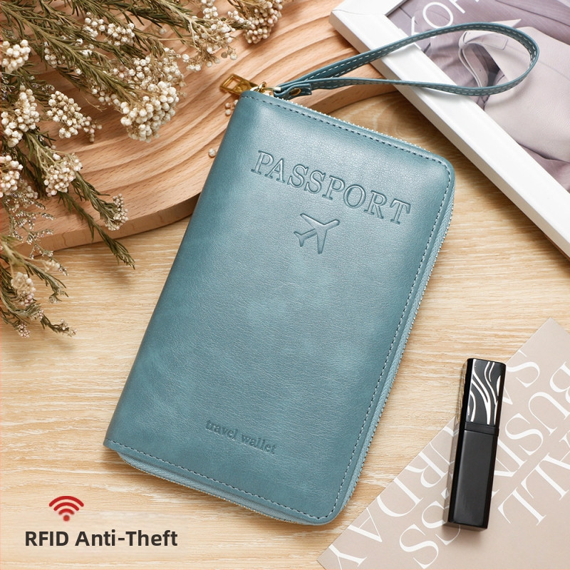 PU pasų dėklas — unisex kelioninis organizatorius, vientisas raštas, poliesterio pamušalas, Žiema 2024.