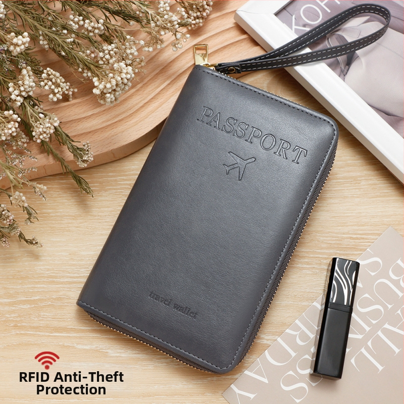 PU pasų dėklas — unisex kelioninis organizatorius, vientisas raštas, poliesterio pamušalas, Žiema 2024.
