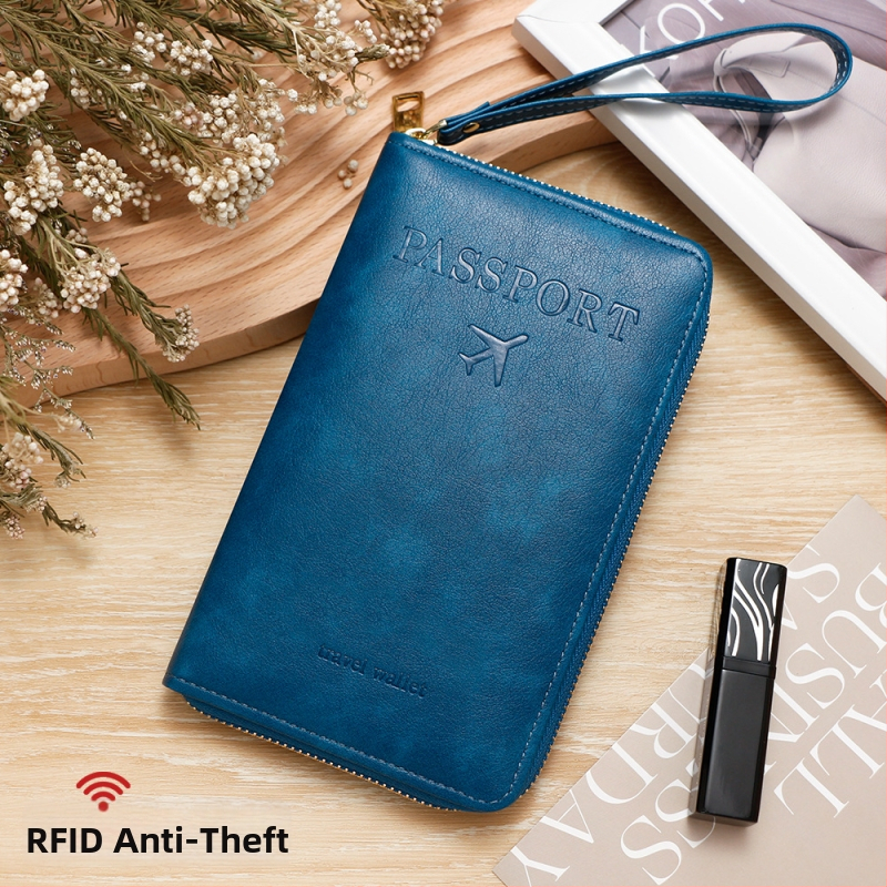 PU pasų dėklas — unisex kelioninis organizatorius, vientisas raštas, poliesterio pamušalas, Žiema 2024.