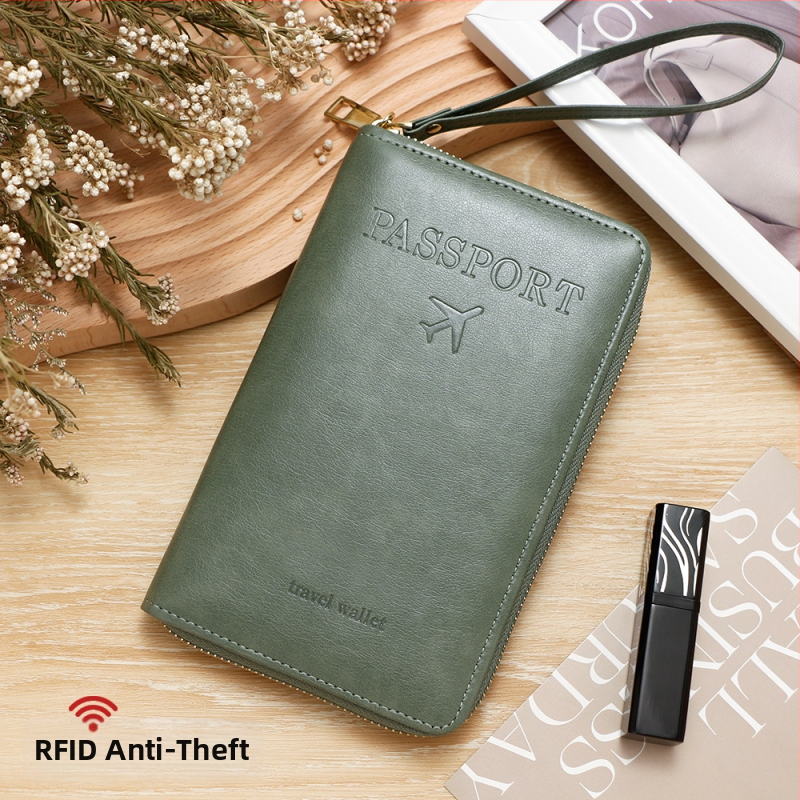 PU pasų dėklas — unisex kelioninis organizatorius, vientisas raštas, poliesterio pamušalas, Žiema 2024.