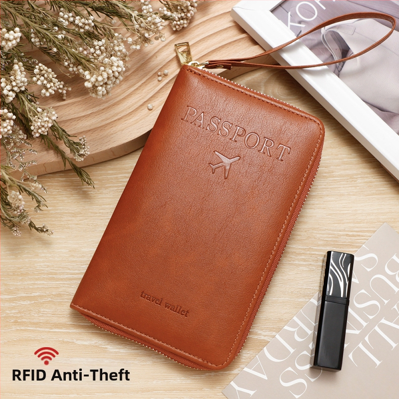 PU pasų dėklas — unisex kelioninis organizatorius, vientisas raštas, poliesterio pamušalas, Žiema 2024.