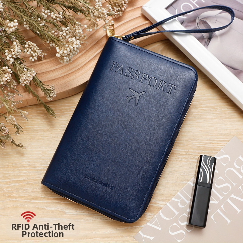 PU pasų dėklas — unisex kelioninis organizatorius, vientisas raštas, poliesterio pamušalas, Žiema 2024.