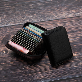 PU ādas RFID kartes turētājs, pret zādzību, universāls, ar vienu locījumu, ikdienas lietošanai
