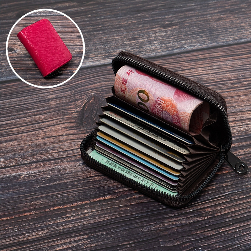 PU ādas RFID kartes turētājs, pret zādzību, universāls, ar vienu locījumu, ikdienas lietošanai