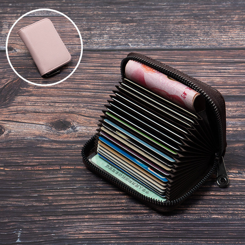 PU ādas RFID kartes turētājs, pret zādzību, universāls, ar vienu locījumu, ikdienas lietošanai