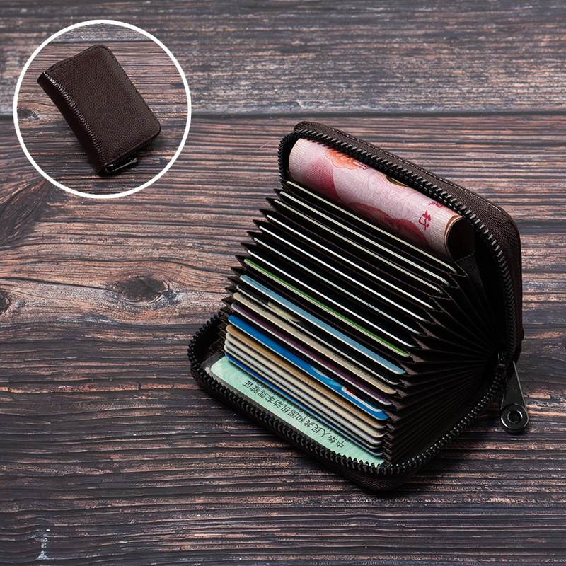 PU ādas RFID kartes turētājs, pret zādzību, universāls, ar vienu locījumu, ikdienas lietošanai